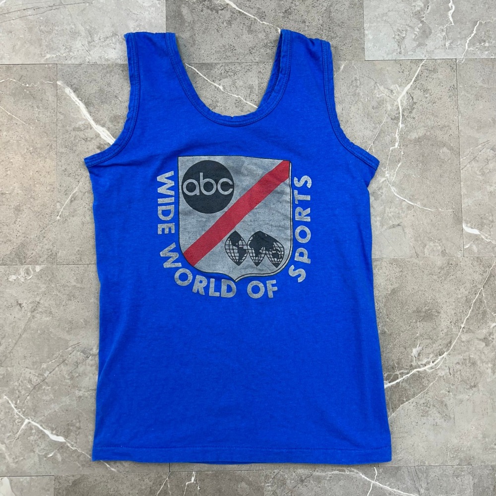 80s Vintage ABC Wide World Of Sports Graphic Tee Mens Small Tank Top Sleeveless